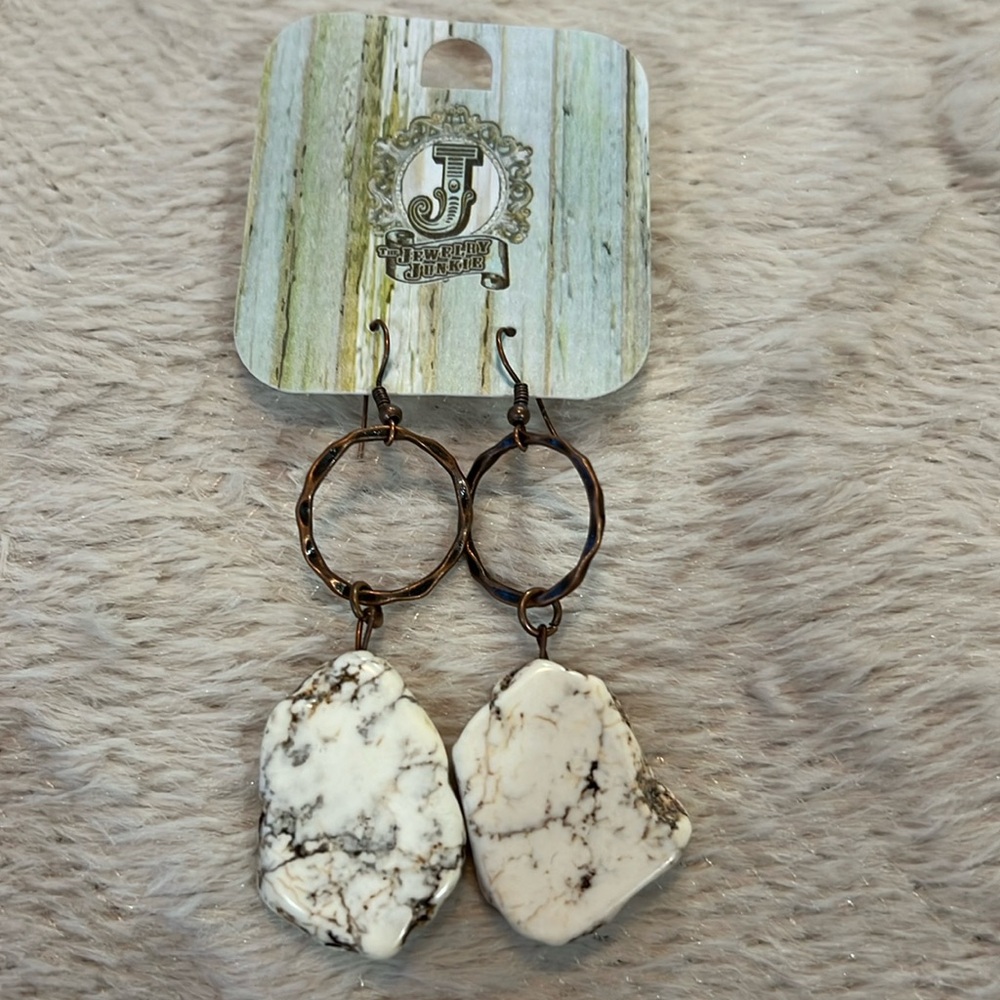 White turquoise chunky earrings-The Jewelry Junkie